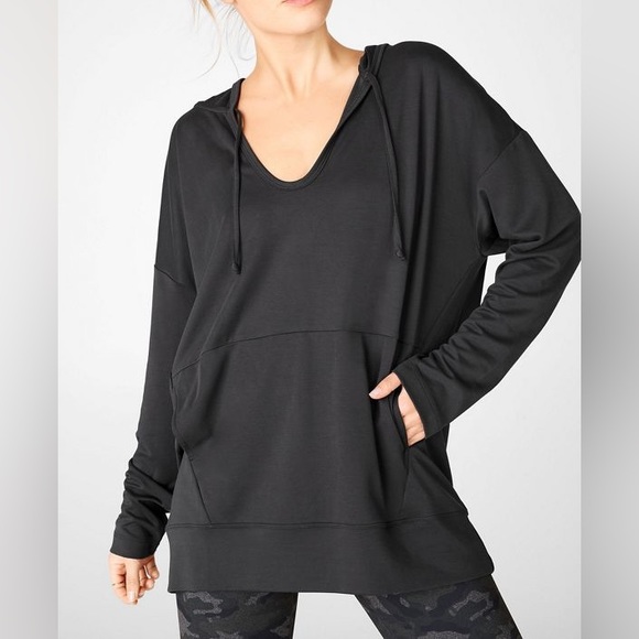 NWT Fabletics Athena Hooded Pullover 2 Black Athletic Hoodie - Picture 5 of 8